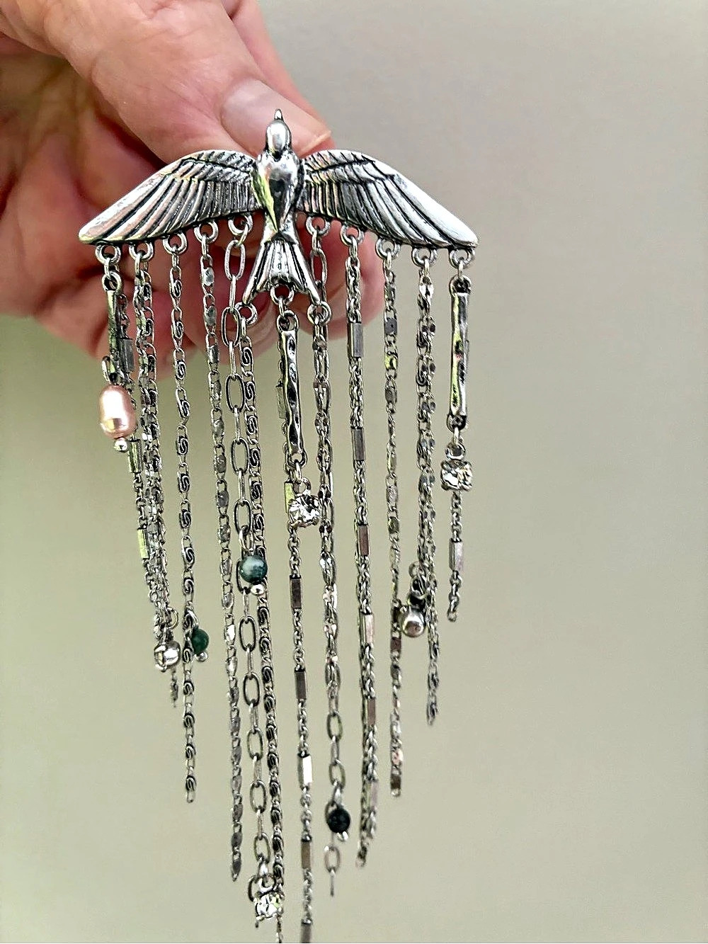Free People Feather Chain Brooch in Silver Like New